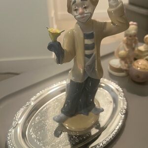 Porcelain Clown Figurine with Flower